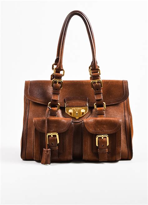 prada leather brown bag|Prada buckle bag.